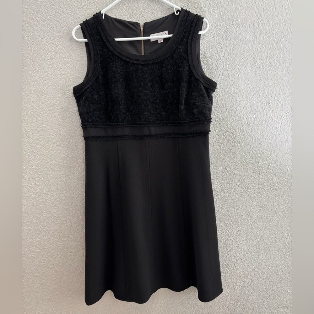 Nanette Lepore Black Sleeveless Fit and Flare Lace Bodice Mini Dress Size 8